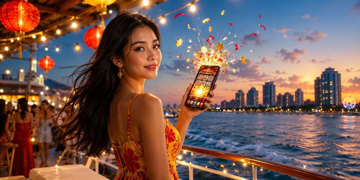 Người chơi game tại bãi biển Phú Quốc với điện thoại kết nối an toàn